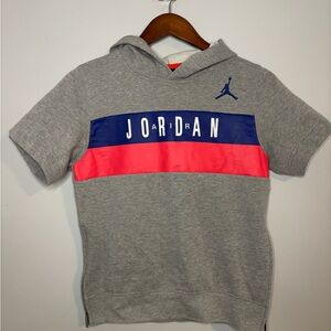 Jordan Kids Gray Hoodie with Blue and Pink Stripes